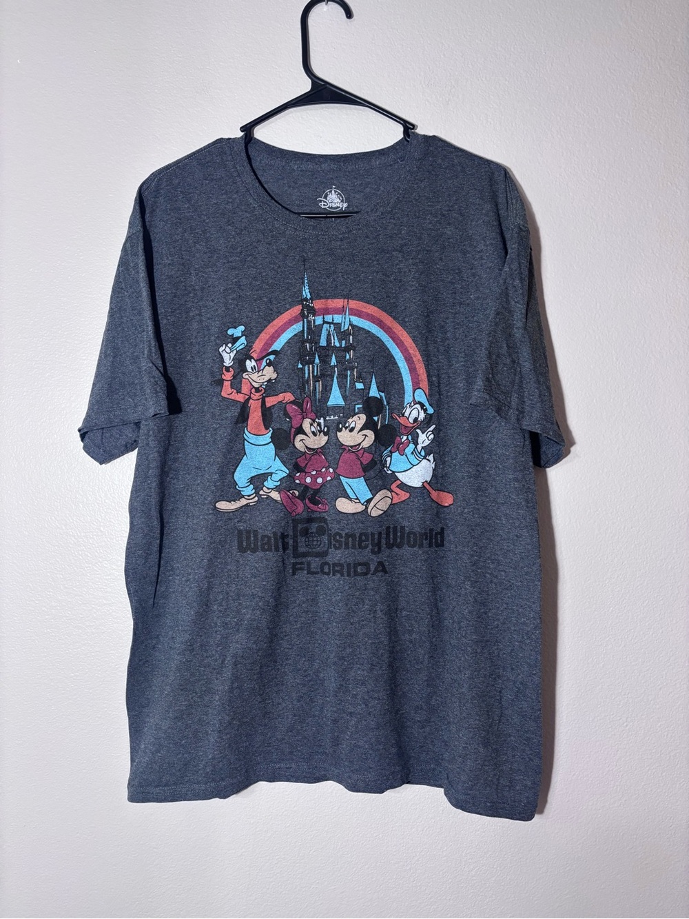 Disney Charcoal Tee with Mickey, Minnie, Goofy & Donald Graphic